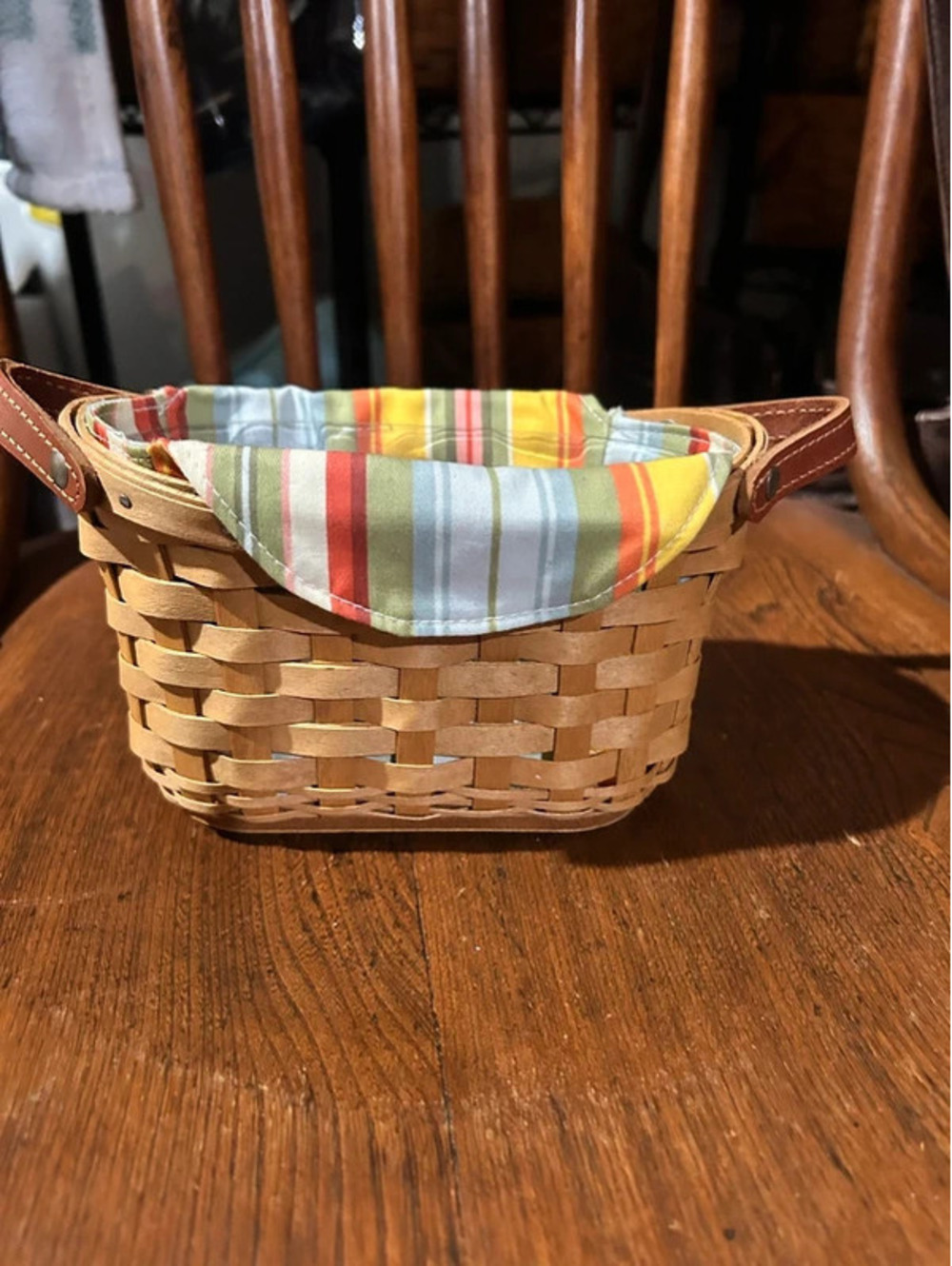 Longaberger Journal basket sunflower stripe liner & protect